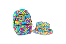 Load image into Gallery viewer, Hyperpop Reversible Mini Backpack + Bucket Hat Set - Grassroots Collab
