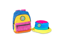 Load image into Gallery viewer, Hyperpop Reversible Mini Backpack + Bucket Hat Set - Grassroots Collab
