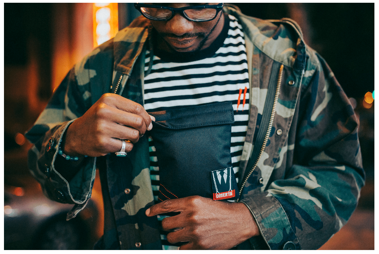 Omerta Capo  | Best seller mini smell proof envelopes style | Small protective case odor eliminator storage container case with carbon filter pocket | Tight seal dual velcro enclosure. 811926023680